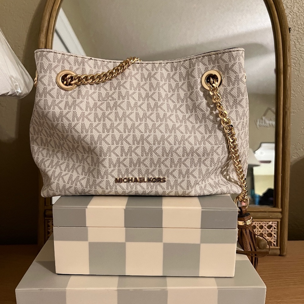 Michael kors small gold chain handbag